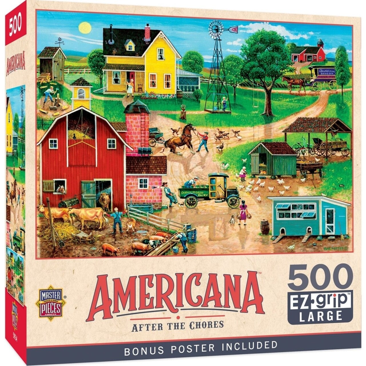 Masterpieces Americana After The Chores 500Pc Ez Grip Jigsaw Puzzle 26.75X19.25